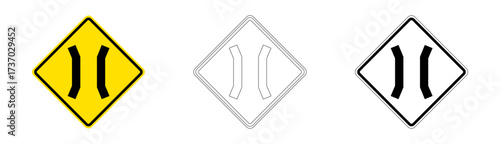 Narrow Bridge Traffic Sign in Vector Format