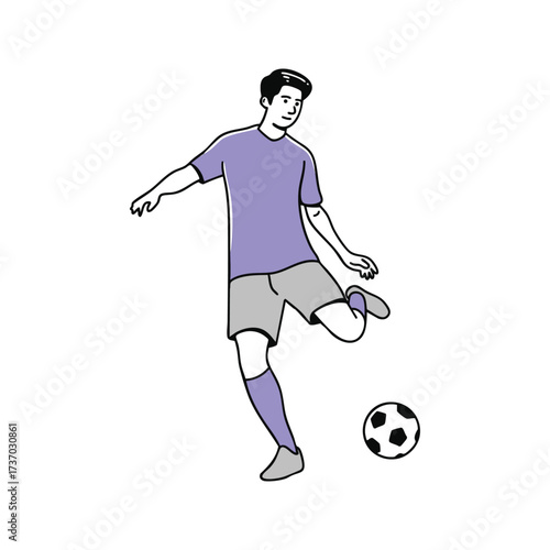 Illustration of a soccer player kicking a ball.