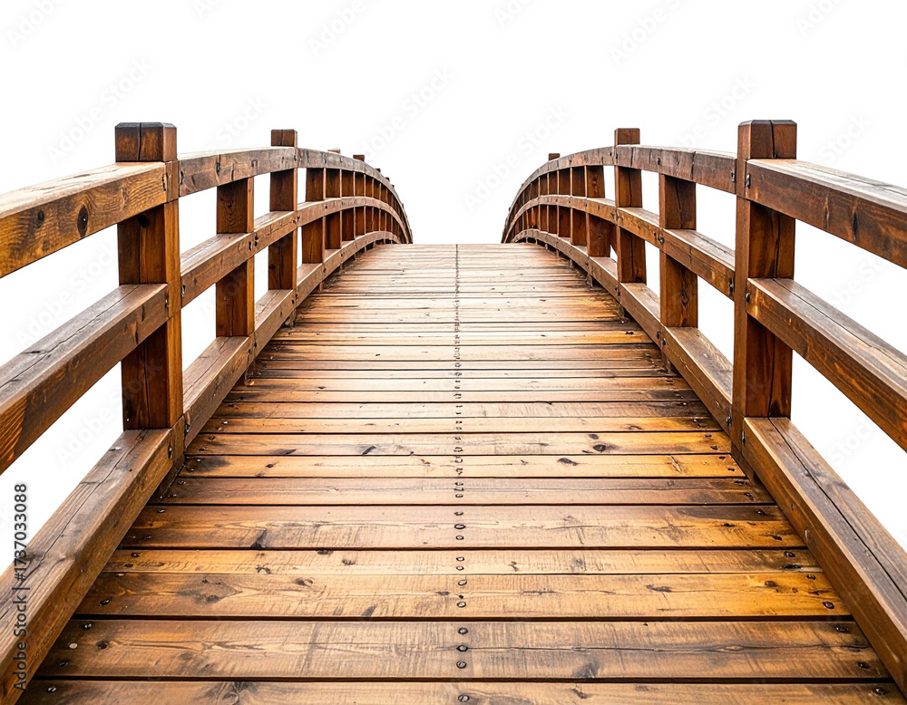Fototapeta premium Wooden arch bridge perspective