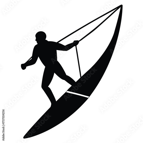 kite surfer silhouette vector icon