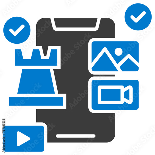 Content Strategy Glyph Blue Icon