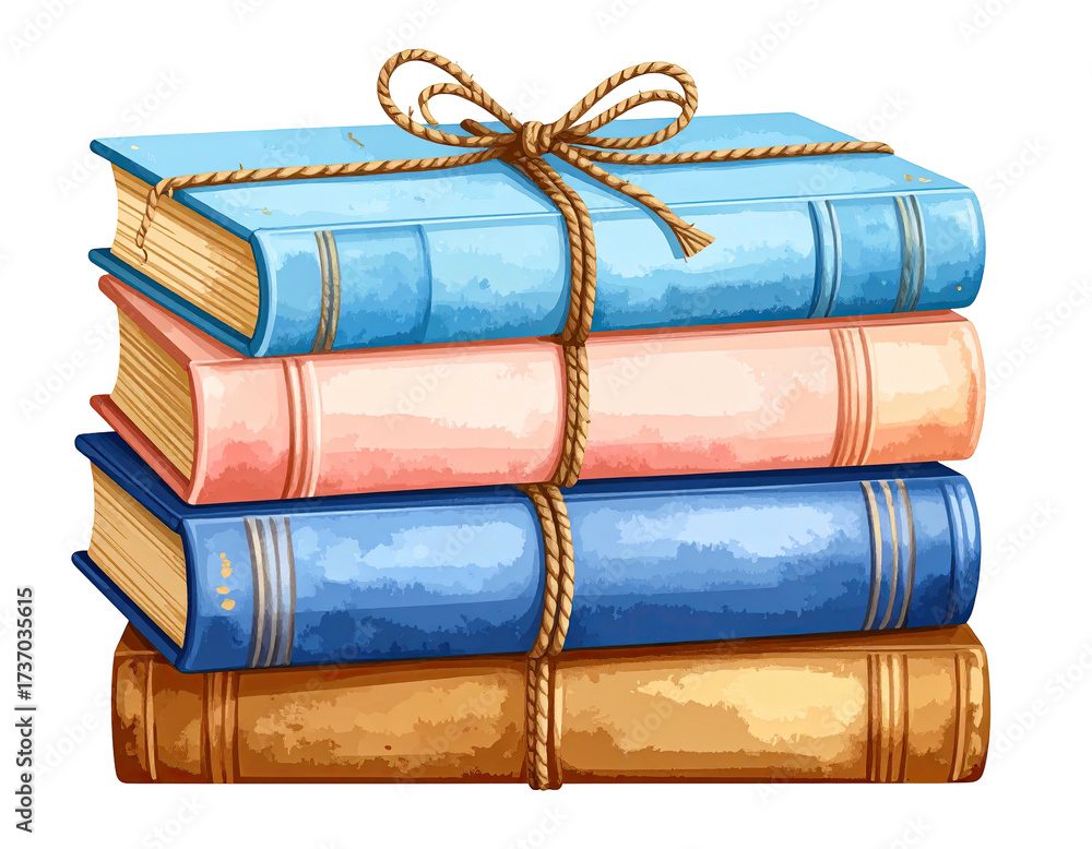 Naklejka premium Stack of vintage books tied with a ribbon