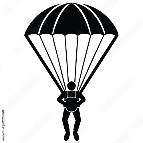 parachutist silhouette vector icon