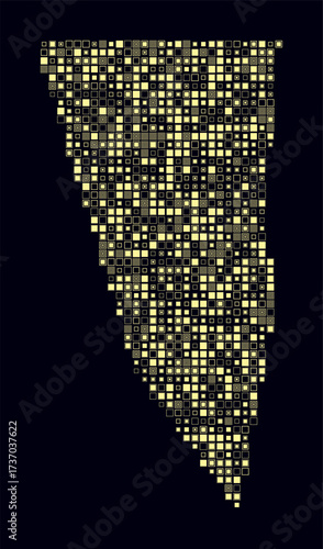 Gibraltar, shape of the country build of colored cells. Digital style map of the Gibraltar on dark background. Small size square blocks. Modern vector illustration.