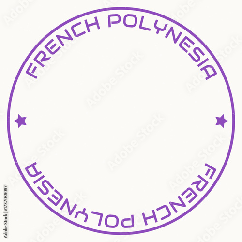 French Polynesia map with round title. Country shape rings. French Polynesia text around the country boundary shape. Classy vector illustration.
