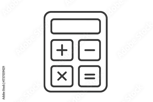 Calculator line icon. Mathematics symbol. Concept for finance, economics, business, accounting. Calculating, counting, budget, savings. Math, education pictogram vector.
