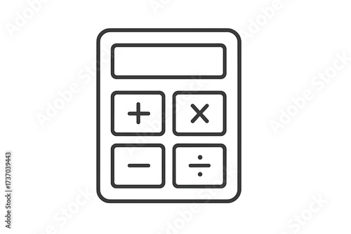 Calculator icon thin line vector. Concept for mathematics, economics, algebra, business. Symbol for calculating, finance, payments, accounting, budget, and education.