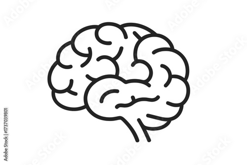 Brain icon vector. Human mind line art illustration. Concept for intelligence, memory, learning, knowledge, psychology. Simple outline logo for neurology, science, medical design.