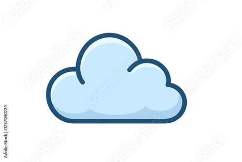 Cloud icon vector. Flat cartoon style weather symbol. Simple blue sky element for forecast, climate, or meteorology. Cloud computing, data storage, and network concept.