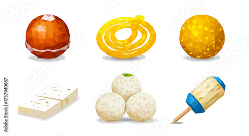 Vector art of assortment of indian sweets and desserts