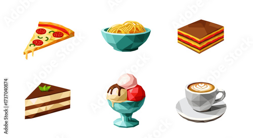 Vector art of collection of italian food and dessert items