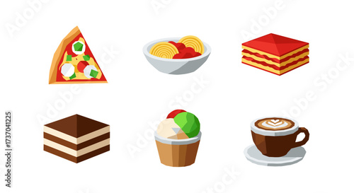 Vector art of collection of italian food and dessert items