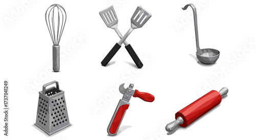 Vector art of collection of kitchen utensils and tools