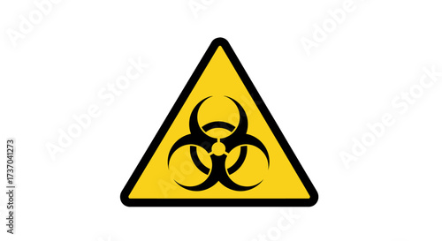 Yellow triangular warning sign with a black biohazard symbol representing biological risk and contamination