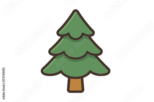Pine tree icon. Flat style. Fir symbol. Vector cartoon illustration. Christmas tree graphic. Evergreen conifer sign for nature, forest, park, or woodsy logo design element.