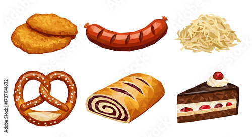 Vector art of collection of traditional german food items