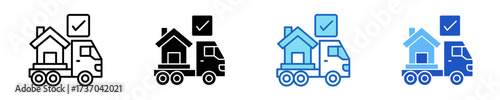 Moving Truck  Icon Set Multiple Style Collection