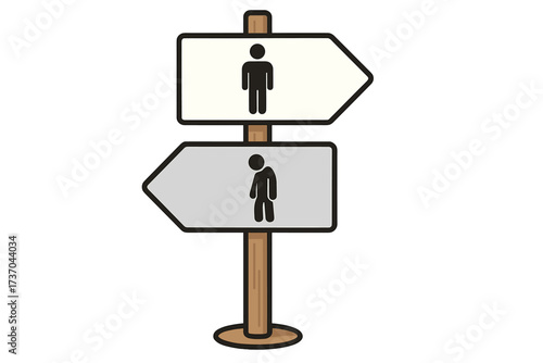 Signpost with choice between a new you or the same old. Metaphor for change, decision, motivation, personal development, and growth. Happy vs sad path. Psychology, mental health.