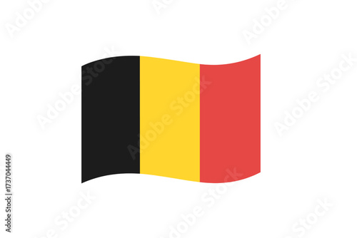 Belgium flag vector illustration. Waving Belgian national banner on transparent background. Kingdom of Belgium symbol. European country graphic icon. Flat design element clipart.