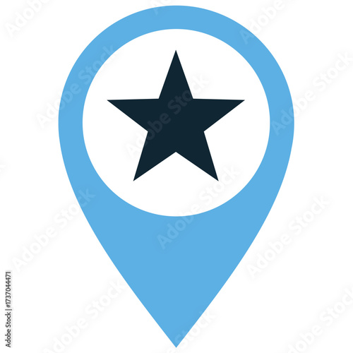 Star point location icon vector. Ideal for favorite places, landmarks, and key destination themes. This graphic combines a marker with a star to signify importance or preference.
