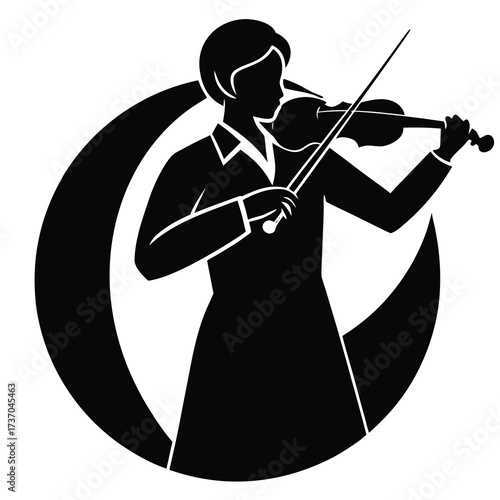 violinist silhouette vector icon