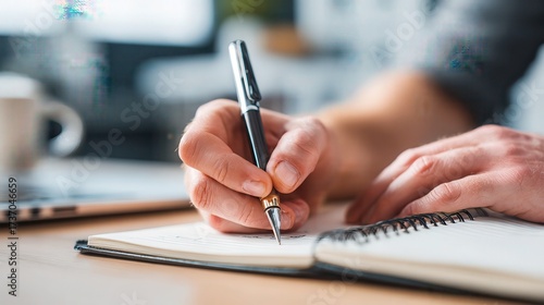 Wallpaper Mural Person s hand writing in a notebook with a pen Torontodigital.ca