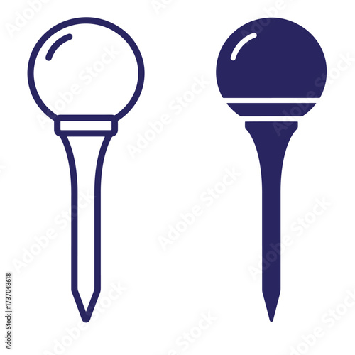 Simple vector illustration of two golf tees in different color variations on a white background