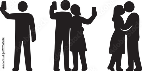 Moments Captured in Silhouette: A captivating collection of silhouettes depicts intimate moments and personal connection through the lens of a mobile phone.