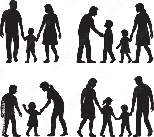 Family Silhouettes: A collection of artistic silhouettes depicting the love and bond within families, each composition a heartfelt symbol of togetherness and simple moments.