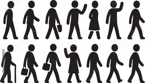 Diverse Human Silhouettes: A collection of silhouette figures represents individuals in various poses and activities, symbolizing the varied facets of humanity and the richness of human experience. 