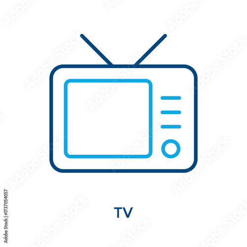 Tv Icon Outline Color Style. Vector Illustration For Graphic Design