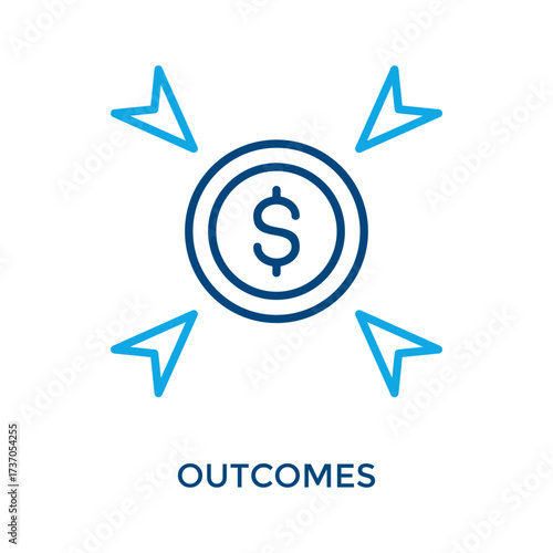 Outcomes Icon Outline Color Style. Vector Illustration For Graphic Design