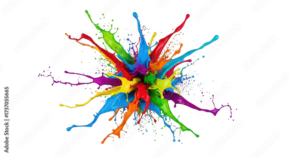 Obraz premium Colorful Paint Splash Explosion on White featuring paint, splash, color, colorful, explosion creative visual for commercial