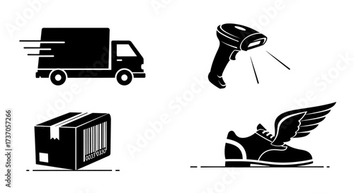 Logistics and Delivery Icons A Collection of Shipping and Transportation Symbols