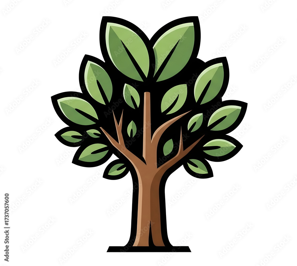 Fototapeta premium Green leaves and branch vector illustration of a tree symbolizing nature, growth, and the spring season