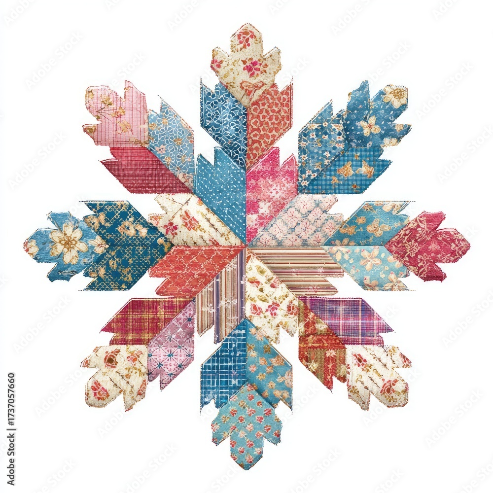Naklejka premium Colorful patchwork snowflake design