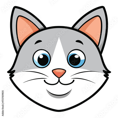 Cute Smiling Cat Face Adobe Illustrator Artwork