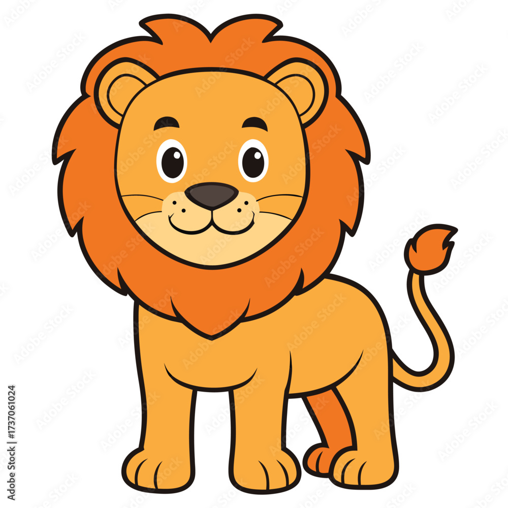 Obraz premium Cute Lion Cartoon Adobe Illustrator Artwork