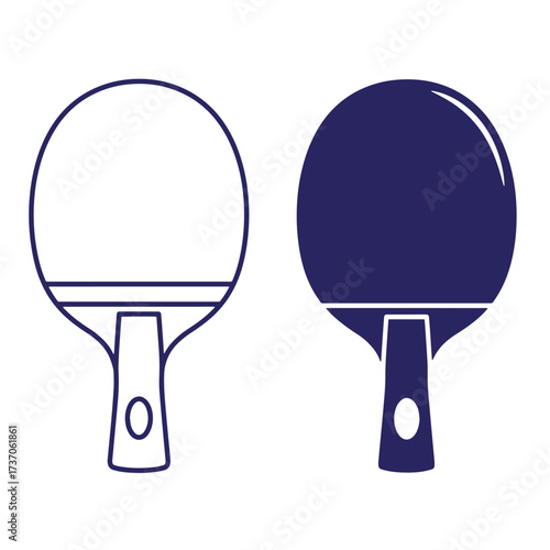 Vector illustration of ping pong paddles isolated on white background with minimalist design
