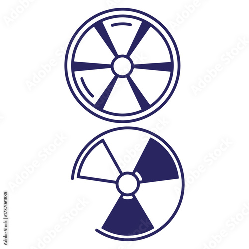 Vector illustration of stylized radiation hazard symbol in two different design variations