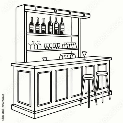 Vector art of bar with stools