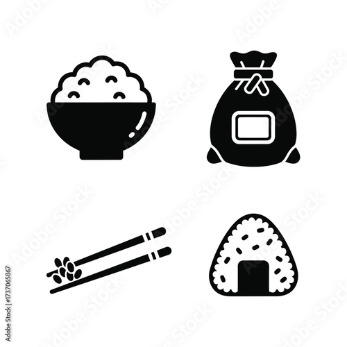 Rice and related items in black and white.