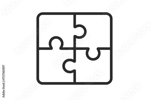 Puzzle icon vector. Jigsaw pieces fitting together. Metaphor for teamwork, collaboration, problem-solving, and business strategy. Concept of connection, solution, and integration.