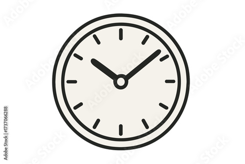 Simple clock icon in a linear style. Time concept vector illustration. Minimalist line art of a wall clock. Watch symbol for schedule, deadline, and time management concept.