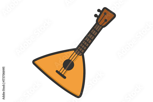 Balalaika icon. Russian folk string musical instrument. Vector flat cartoon illustration isolated on white background. Symbol of Russia. Traditional ethnic music.