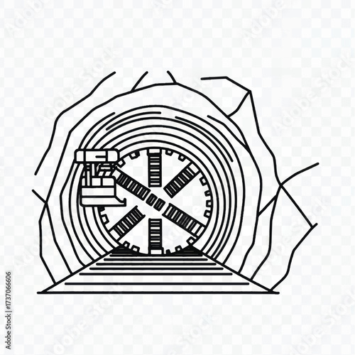 Tunnel Boring Machine Illustration Underground Construction Engineering Design.