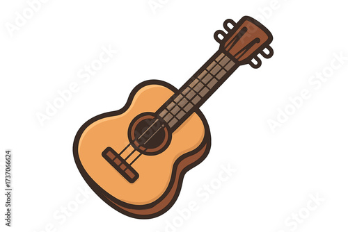 Acoustic guitar vector icon. Music instrument symbol for folk, country, pop, or blues. Cartoon illustration of a classical musical object for a concert or lesson.