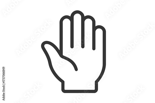 Hand icon vector. Stop gesture line symbol. Palm sign for wait, warning, or forbidden concept. High five greeting. Outline pictogram for business and communication. Halt.