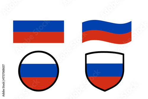 South Korea flag vector set, trendy design collection with transparent background, flat and badge icons of Korean national flag elements in modern style, official colors
