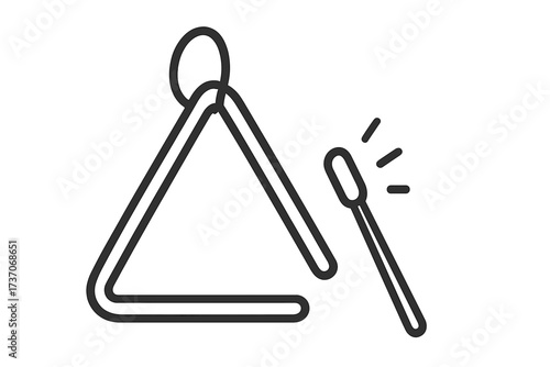 Triangle instrument line icon. Percussion musical symbol. Simple vector cartoon illustration. Classic orchestral instrument with beater. Music and sound concept design element.